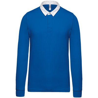 Polo Rugby 100% Algodón Peinado Light Royal Blue / White 5XL