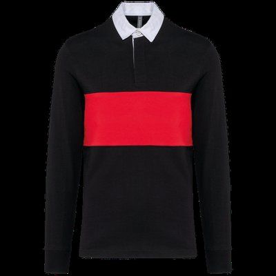 Polo rugby manga larga algodón Black / Sporty Red XS