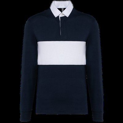 Polo rugby manga larga algodón Navy / White 5XL