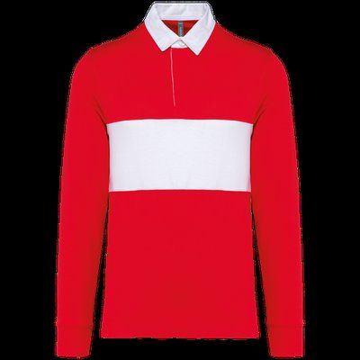 Polo rugby manga larga algodón Sporty Red / White L