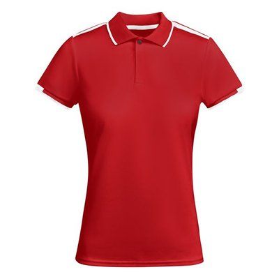 Polo Mujer Manga Corta Rojo / Blanco M