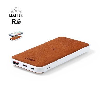 Power Bank Qi 8000mAh con Cuero Reciclado