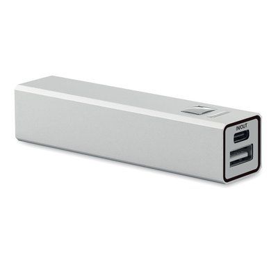 Powerbank de 2600 mAh Capacidad uso de smartphone Plata Mate