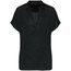 Polo de lino mujer ajustado mangas caídas Black XS