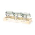 Producto Set de 3 Tarros Cristal 230ml Bandeja Madera