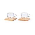 Producto Set Tazas Doble Cristal y Posavasos Bambú