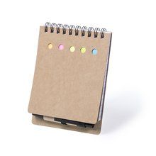 Producto Bloc de notas con notas adhesivas y boli de cartón reciclado 9,5x13,2 cm