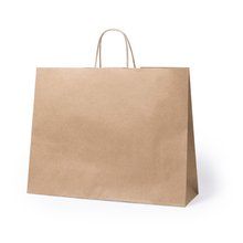 Producto Bolsa de papel reciclable con asas cortas reforzadas y fuelle