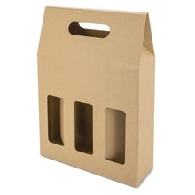 Producto Caja Cartón para 3 Botellas con Asa Troquelada