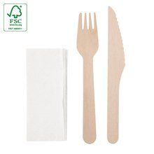 Producto Set 2 Cubiertos Madera con Servilleta