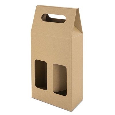 Producto Caja Cartón con Asa y Ventanas 2 Botellas