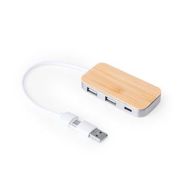 Puerto USB con Tipo C Aluminio y Bambú