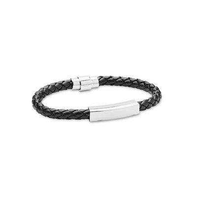 Pulsera de piel sintética y acero Negro