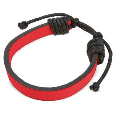 Pulsera Polipiel Doble Nudo Ajustable Rojo