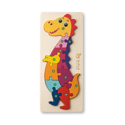 Puzzle Dinosaurio Numerado en Madera Pino