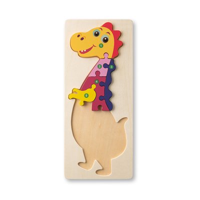 Puzzle Dinosaurio Numerado en Madera Pino