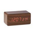 Reloj despertador efecto madera con cargador inalámbrico Marrón