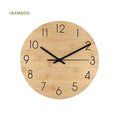 Reloj de pared bambú con números negros