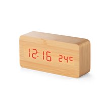 Reloj de Mesa MDF con Termómetro Natural claro