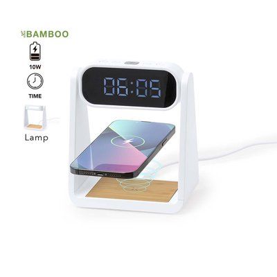 Reloj Alarma, Carga Qi, Lámpara 6 LEDs