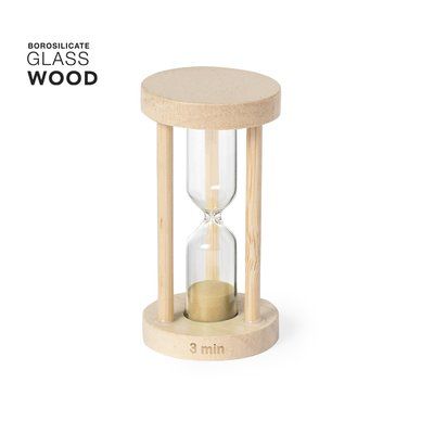 Reloj Arena 3min Cristal/Madera Haya