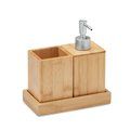 Set para Lavabo Baño 3 Piezas Bambú Marrón