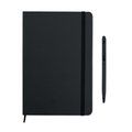 Set de libreta de tapa rígida con bolígrafo de aluminio 21 x 14 cm Negro