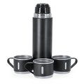 Set de termo con 3 tazas de acero inox Neg