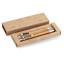 Set Bolígrafo y Lápiz de Bambú Marrón