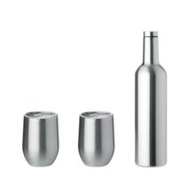 Set Botella y Tazas Inoxidable Plata