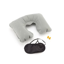 Set de descanso con almohada, antifaz y tapones Gris