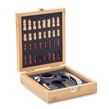 Set de vino con tablero de ajedrez Madera