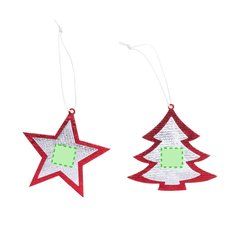 Set de 2 adornos de navidad en non-woven con forma de árbol y estrella | En las figuras