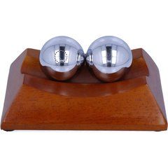 Set 2 bolas antiestrés de acero inox. con soporte madera | BALL 1