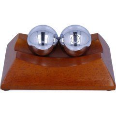 Set 2 bolas antiestrés de acero inox. con soporte madera | BALL 2