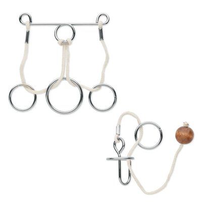 Set 2 Rompecabezas Metal, Cuerdas y Madera Plata