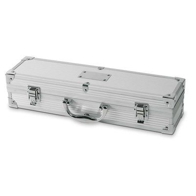 Set de barbacoa con 3 piezas en acero inox. y estuche de aluminio