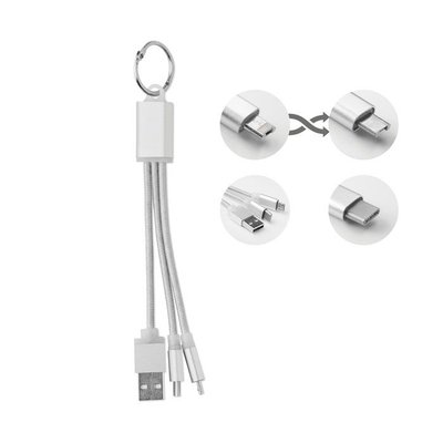 Set de cable USB a micro USB y tipo C Plata