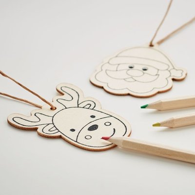 Set para Colorear con Adornos Navideños Madera