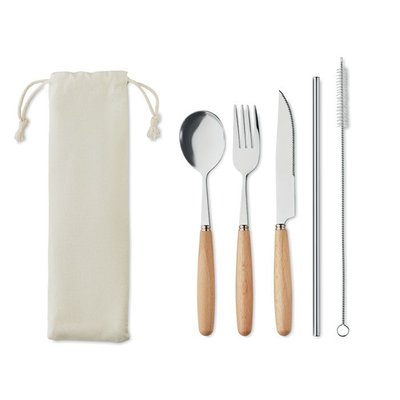 Set Cubiertos Acero Inoxidable Beige