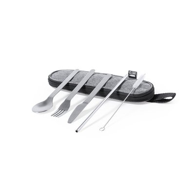 Set Cubiertos Inox Reutilizables en funda RPET