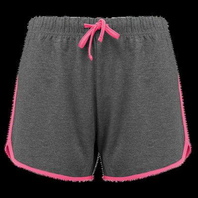 Shorts de deporte chica de algodón Grey Heather / Fluo Pink XS