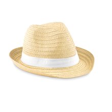 Sombrero Paja con Cinta Poliéster Blanco