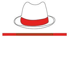 Sombrero de papel con cinta | Cinta poliester roja | 420 x 20