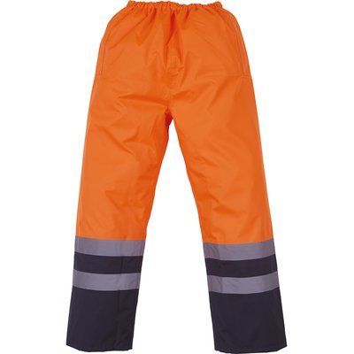 Sobrepantalón impermeable de alta visibilidad Hi Vis Orange / Navy M