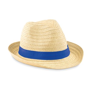 Sombrero Paja con Cinta Poliéster Azul Royal