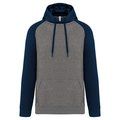 Sudadera bicolor con capucha Grey Heather / Sporty Navy XL