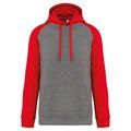 Sudadera bicolor con capucha Grey Heather / Sporty Red XXL