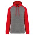 Sudadera bicolor con capucha Rojo / Gris XS