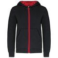 Sudadera con capucha y cremallera para niños Black / Red 10/12 ans